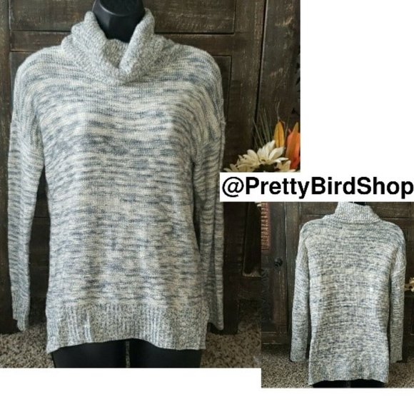 PINK ROSE turtleneck sweater L gray marbled soft price firm - Picture 1 of 7